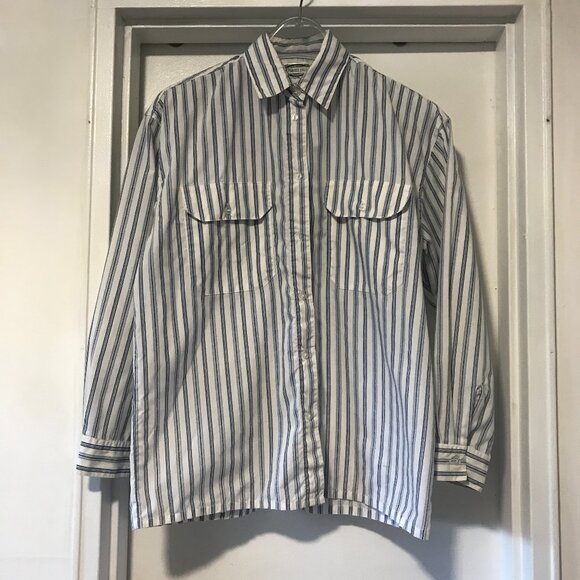 VINTAGE Separate Issue Oversized Button-up Blue & White Striped Shirt Women's 10 - Picture 1 of 4